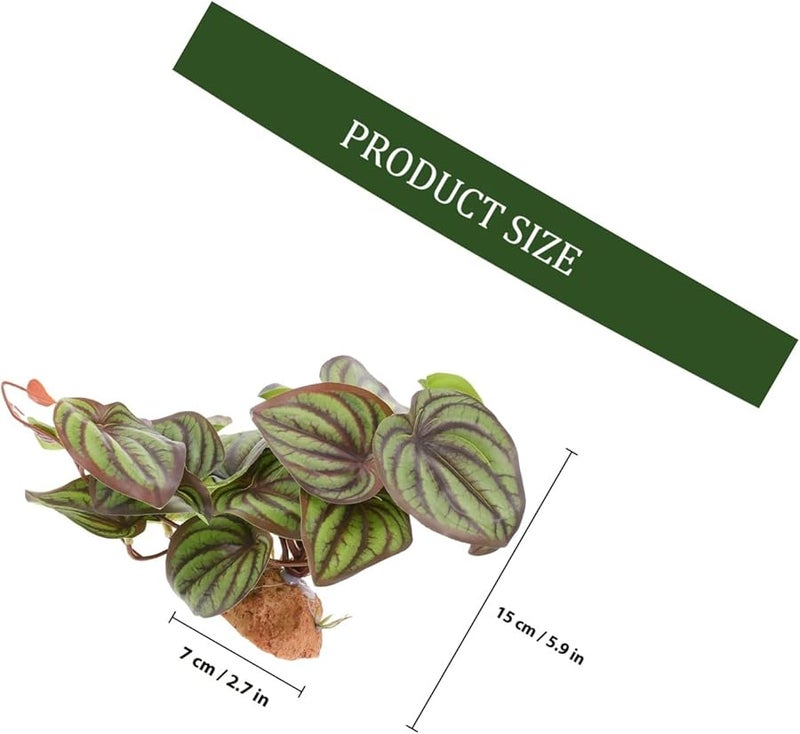 نبات زينة صناعي من الراتنج للزواحف، نبات أخضر مزيف لحوض السلاحف وملجأ الموطن - Image 2